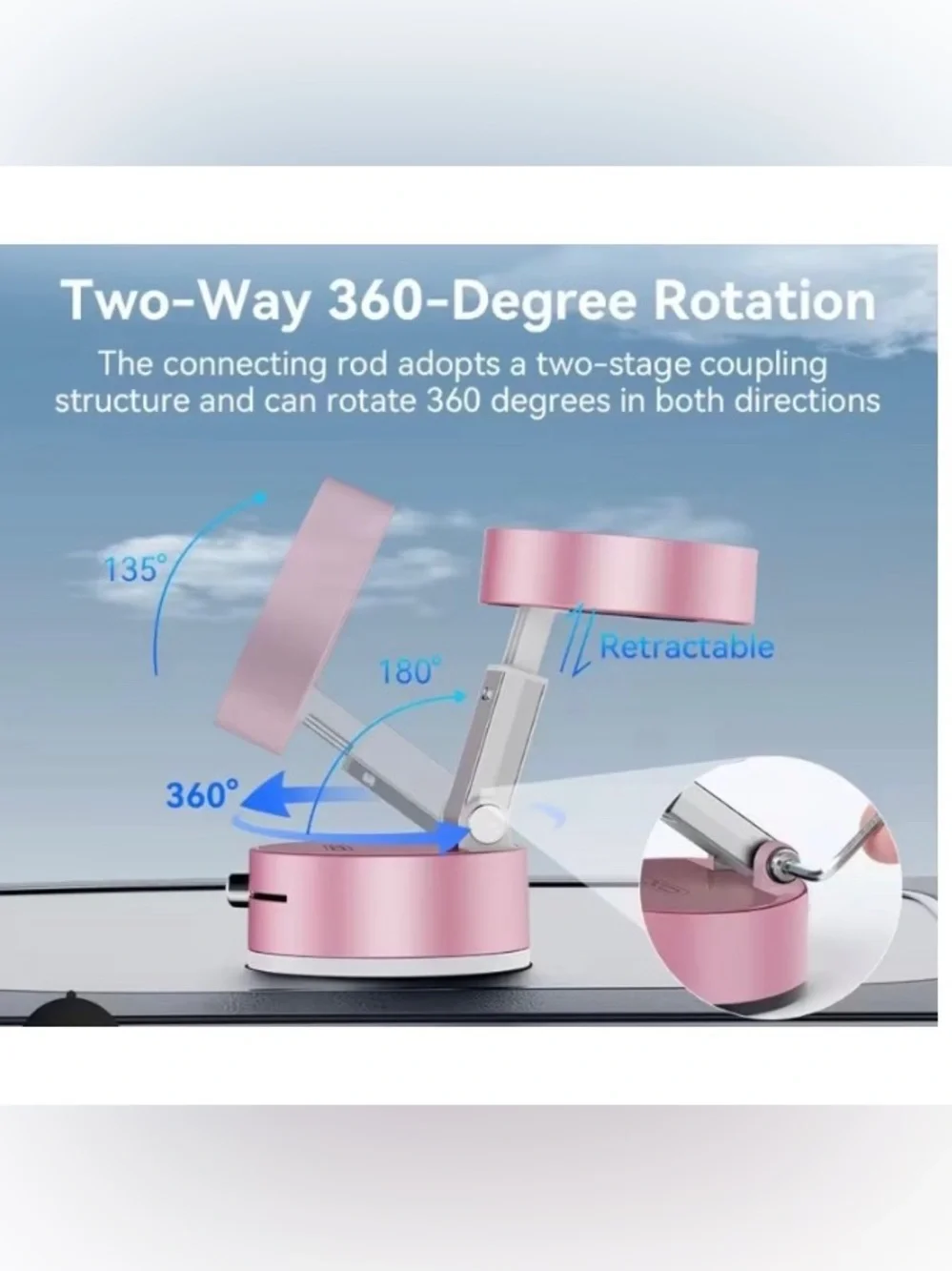 Pink Foldable Vacuum Suction Magnetic Phone Mount